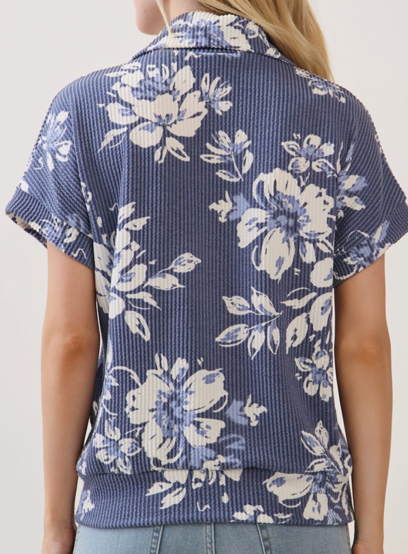 Bloom Half-Zip Top BLUE