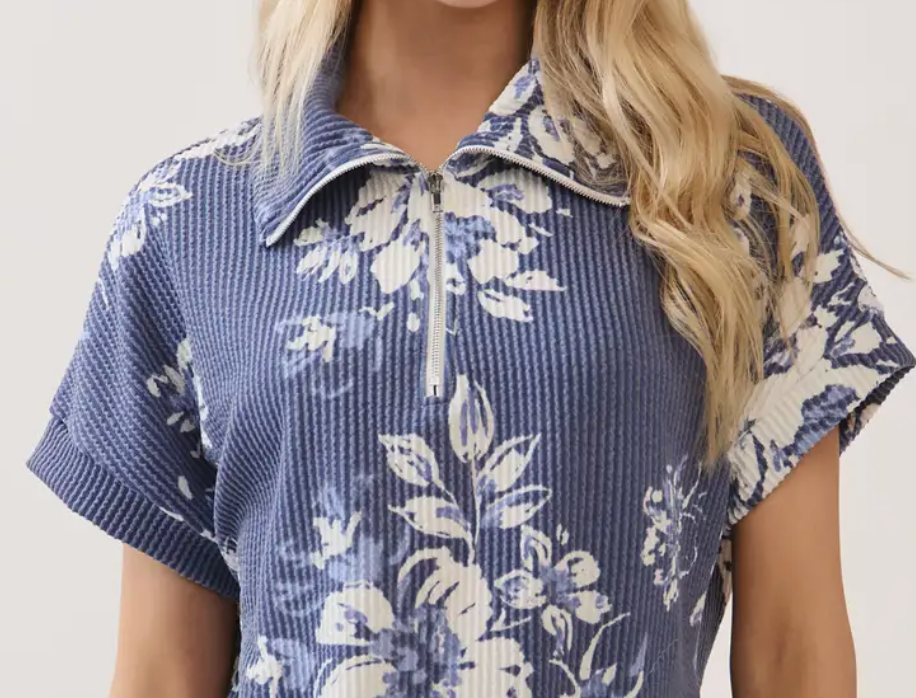 Bloom Half-Zip Top BLUE