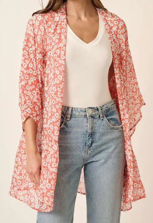 Petal Breeze Kimono CORAL