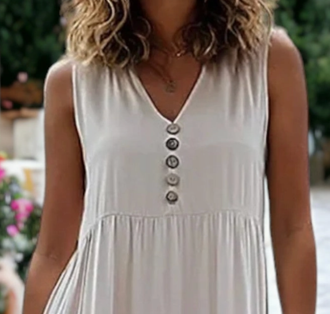 Savannah Tiered Midi Dress BEIGE