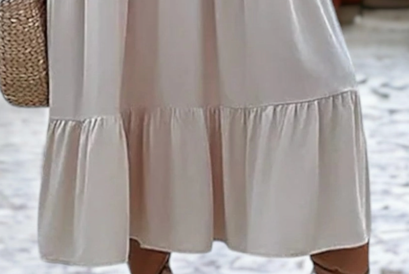Savannah Tiered Midi Dress BEIGE