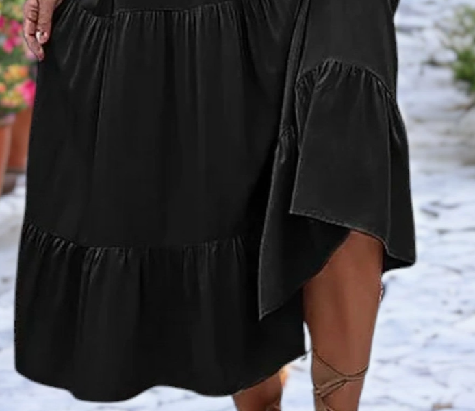 Savannah Tiered Midi Dress BLACK