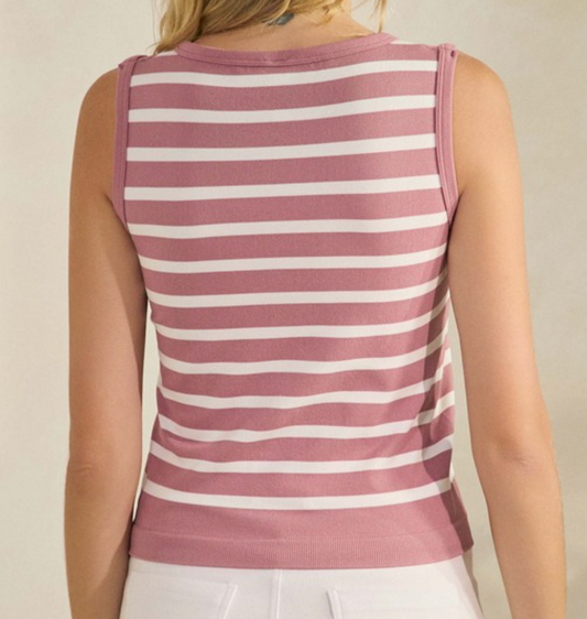 Uptown Stripe Knit Tank MAUVE