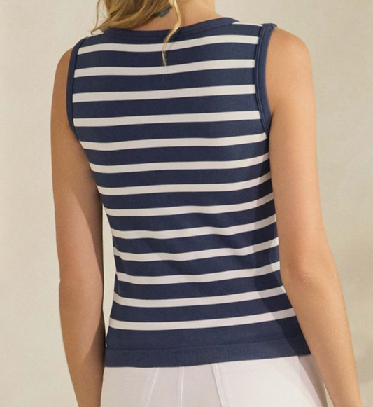 Uptown Stripe Knit Tank NAVY