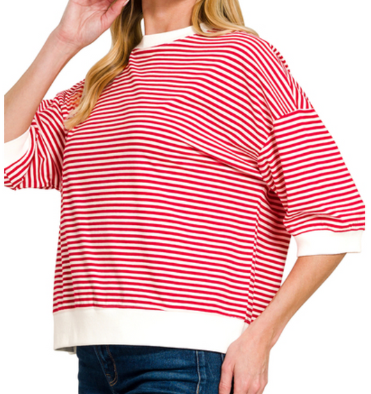 Americana Stripe Pullover RED