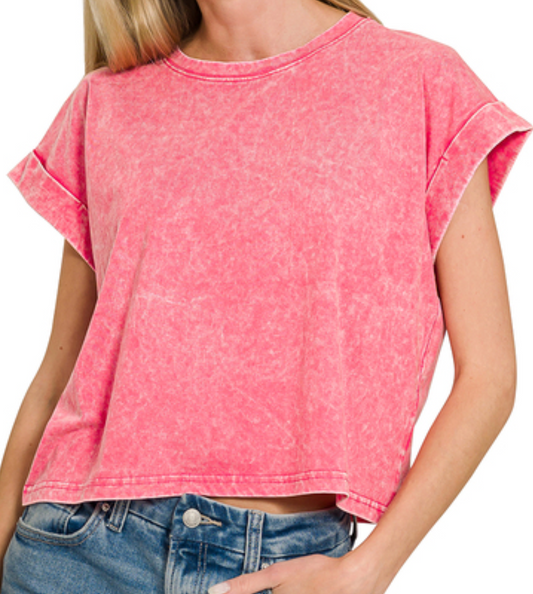 Relaxed Washed Everyday Tee FUCHSIA