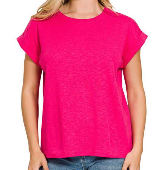Modal Slub Tee HOT PINK