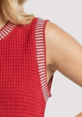 Firecracker Waffle Knit Tank RED