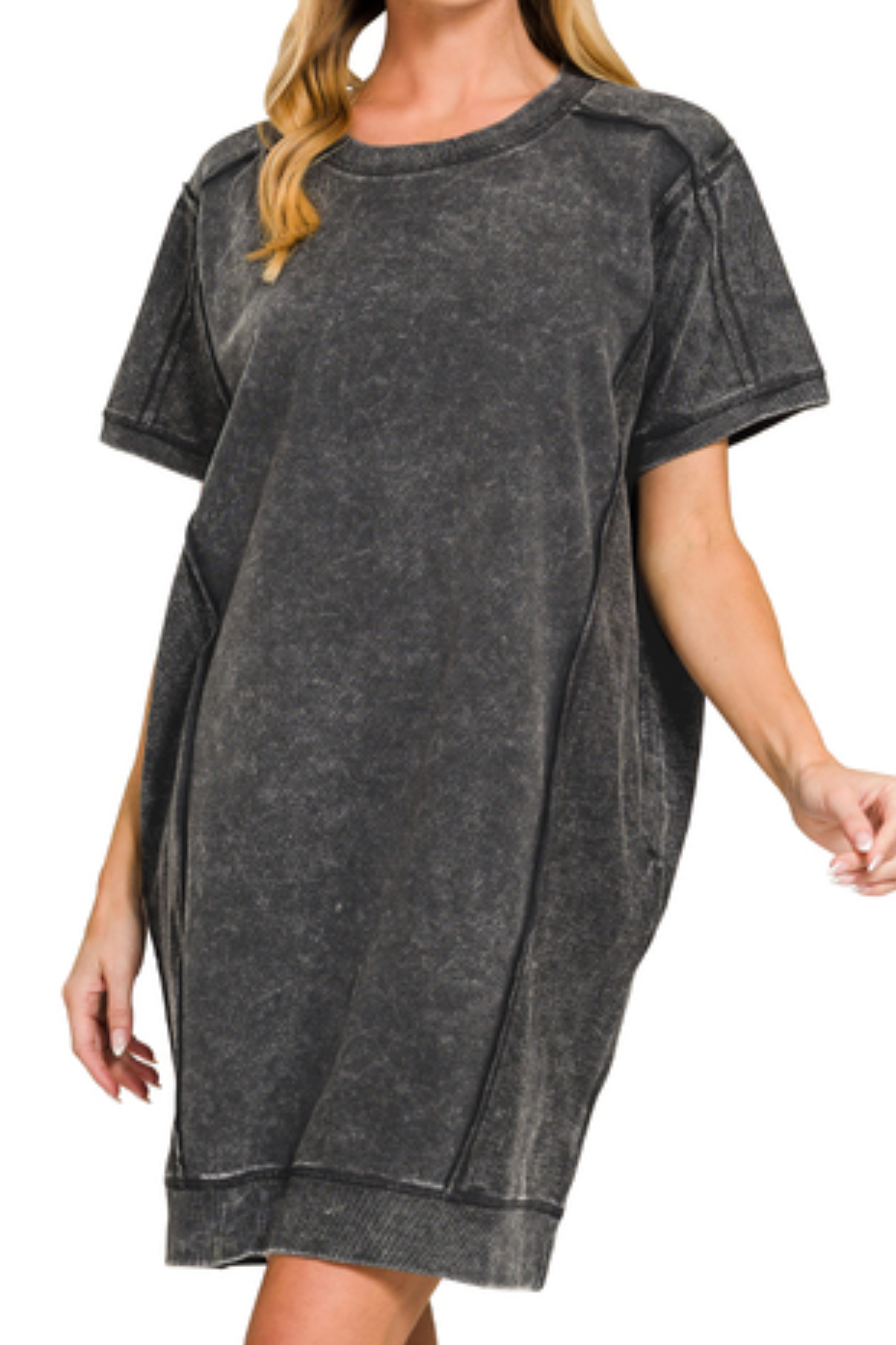 Pocketed Everyday Acid Wash Chill Dress