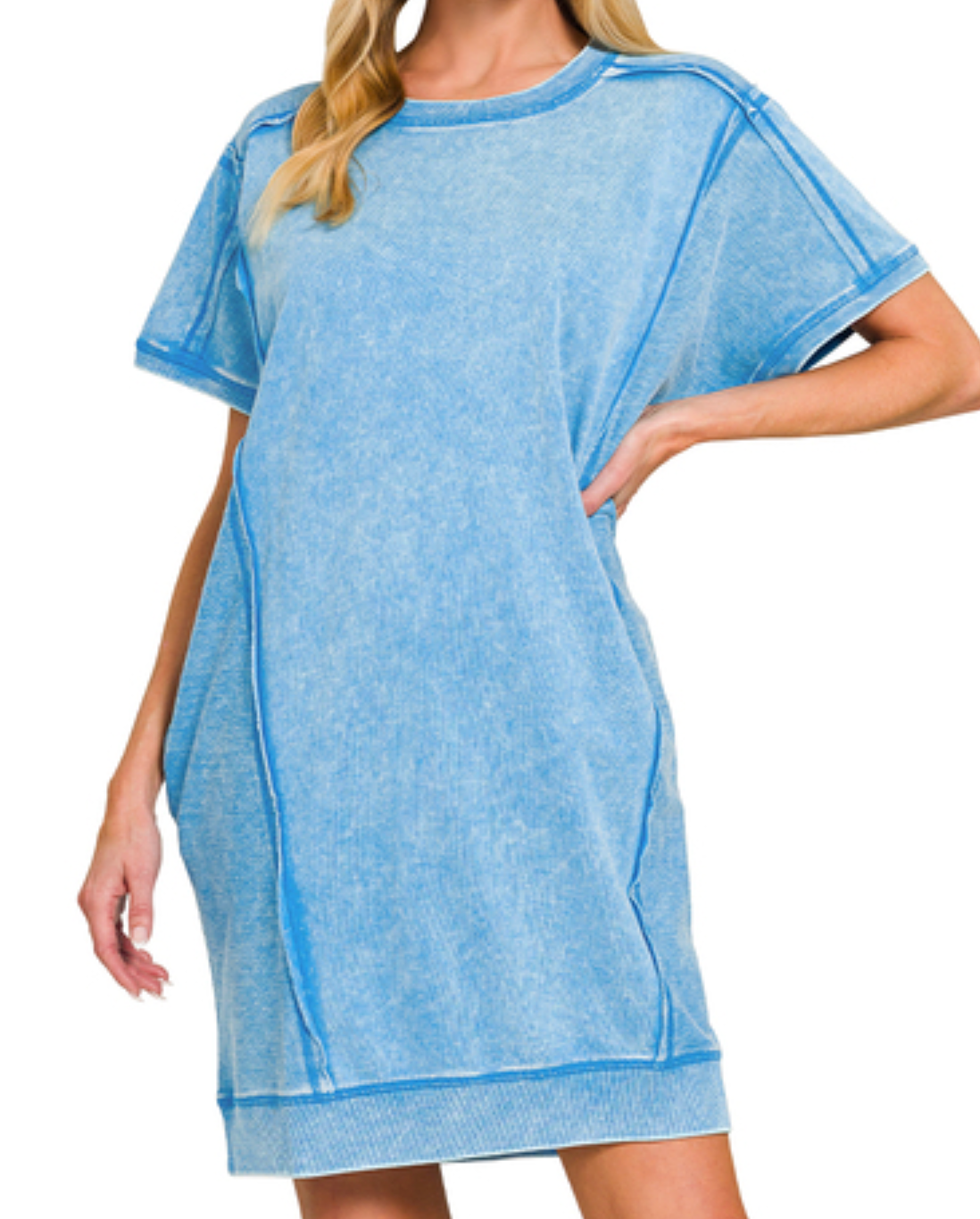 Pocketed Everyday Acid Wash Chill Dress