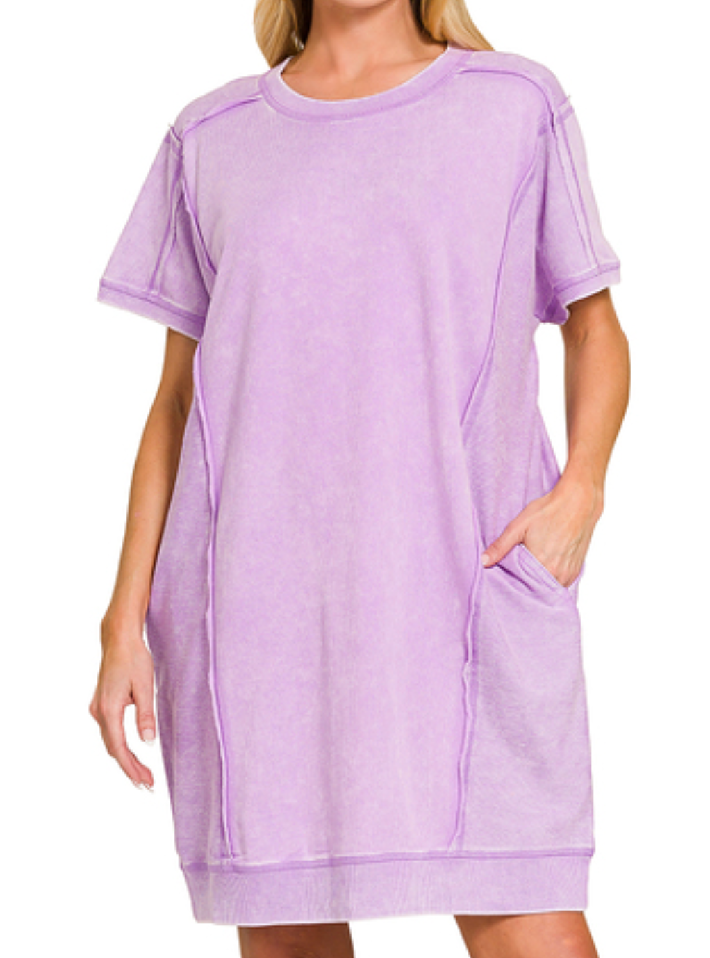 Pocketed Everyday Acid Wash Chill Dress