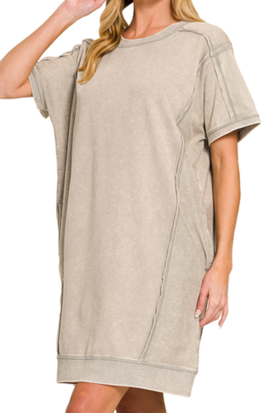 Pocketed Everyday Acid Wash Chill Dress