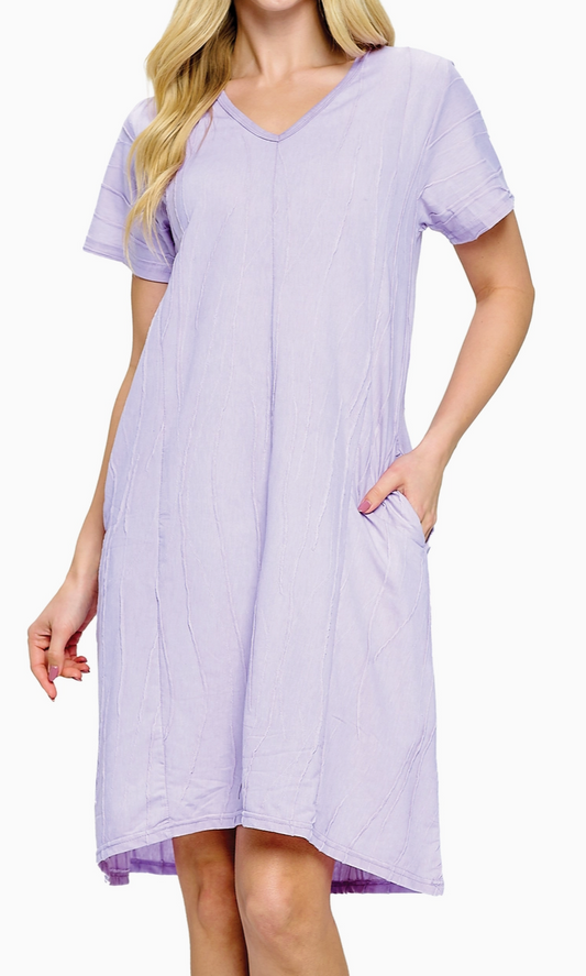 Easy Breezy Textured Dress LAVENDER