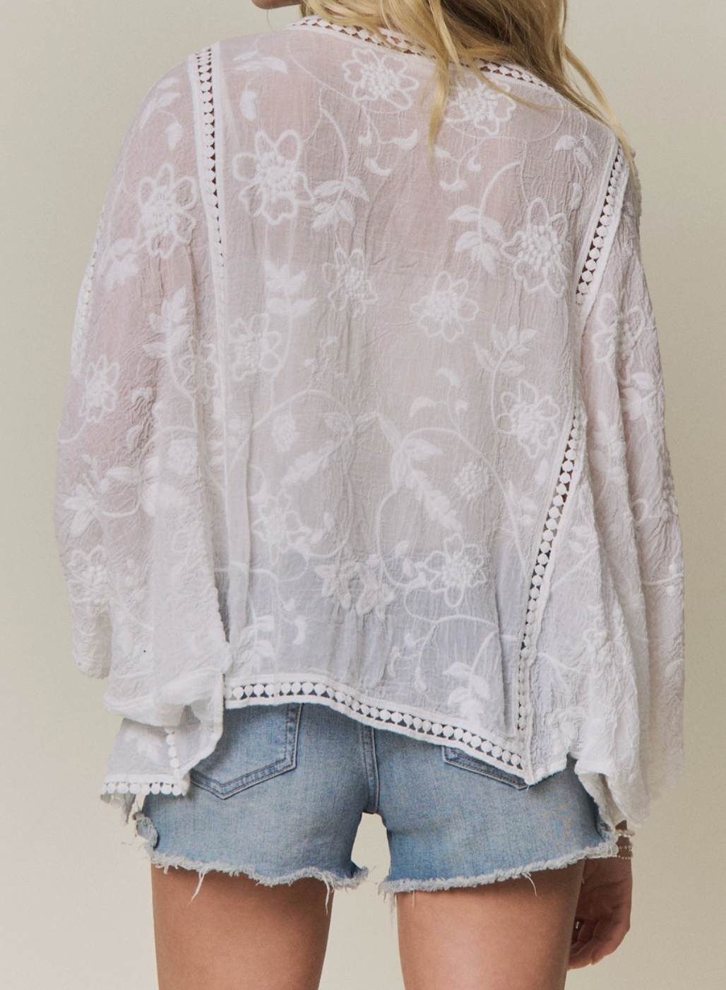 Sweet Serenity Embroidered Kimono WHITE