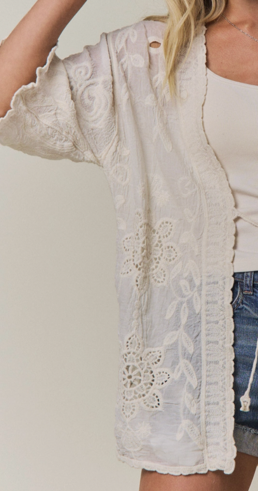 Heirloom Lace Boho Cardigan BEIGE