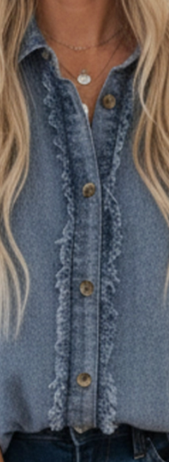 Vintage Drift Frayed Denim Top