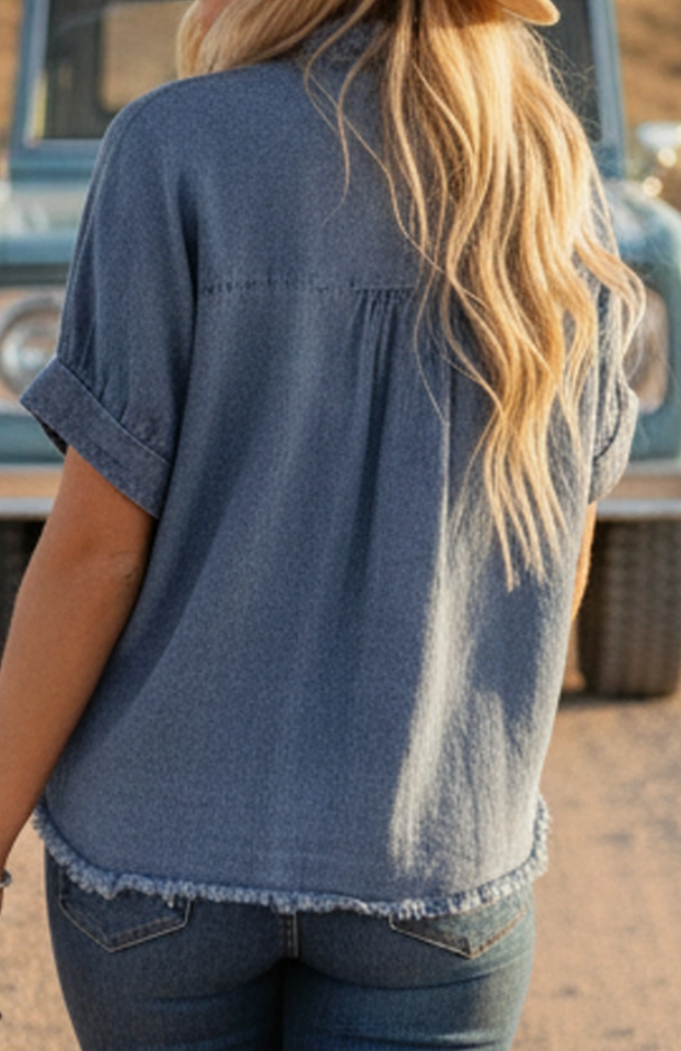 Vintage Drift Frayed Denim Top