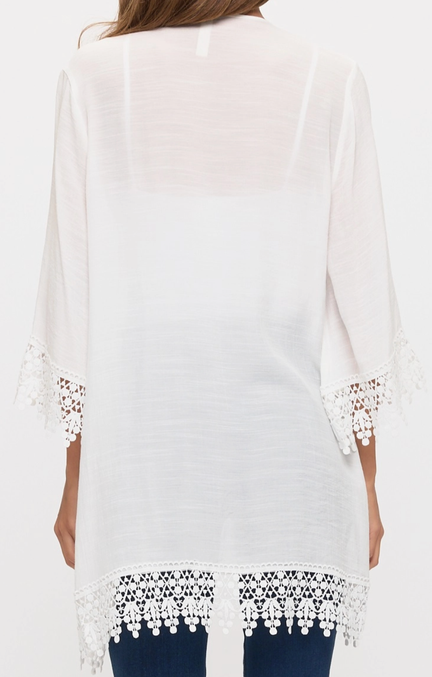 Grace & Lace Crochet Kimono WHITE
