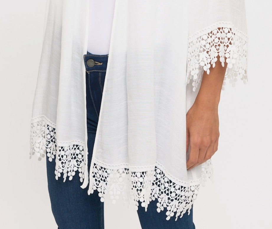 Grace & Lace Crochet Kimono WHITE