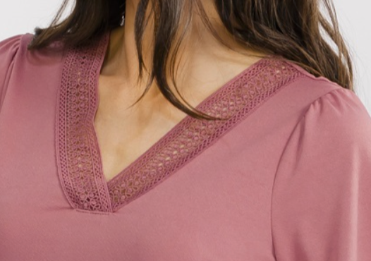 Delicate Touch Lace Detail Top ROSE