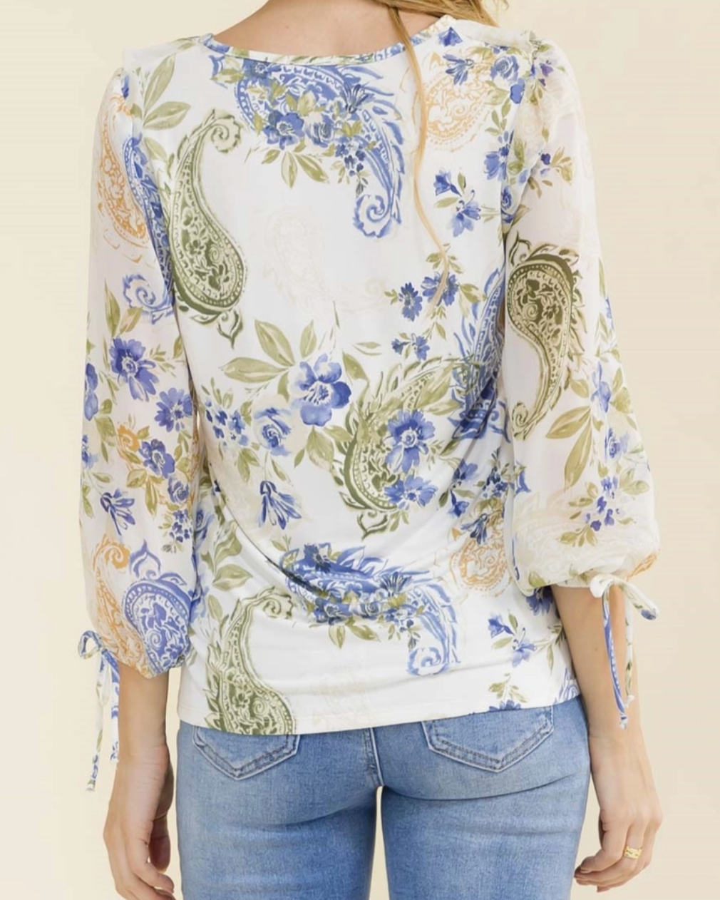 Paisley Cascade Blouse WHITE
