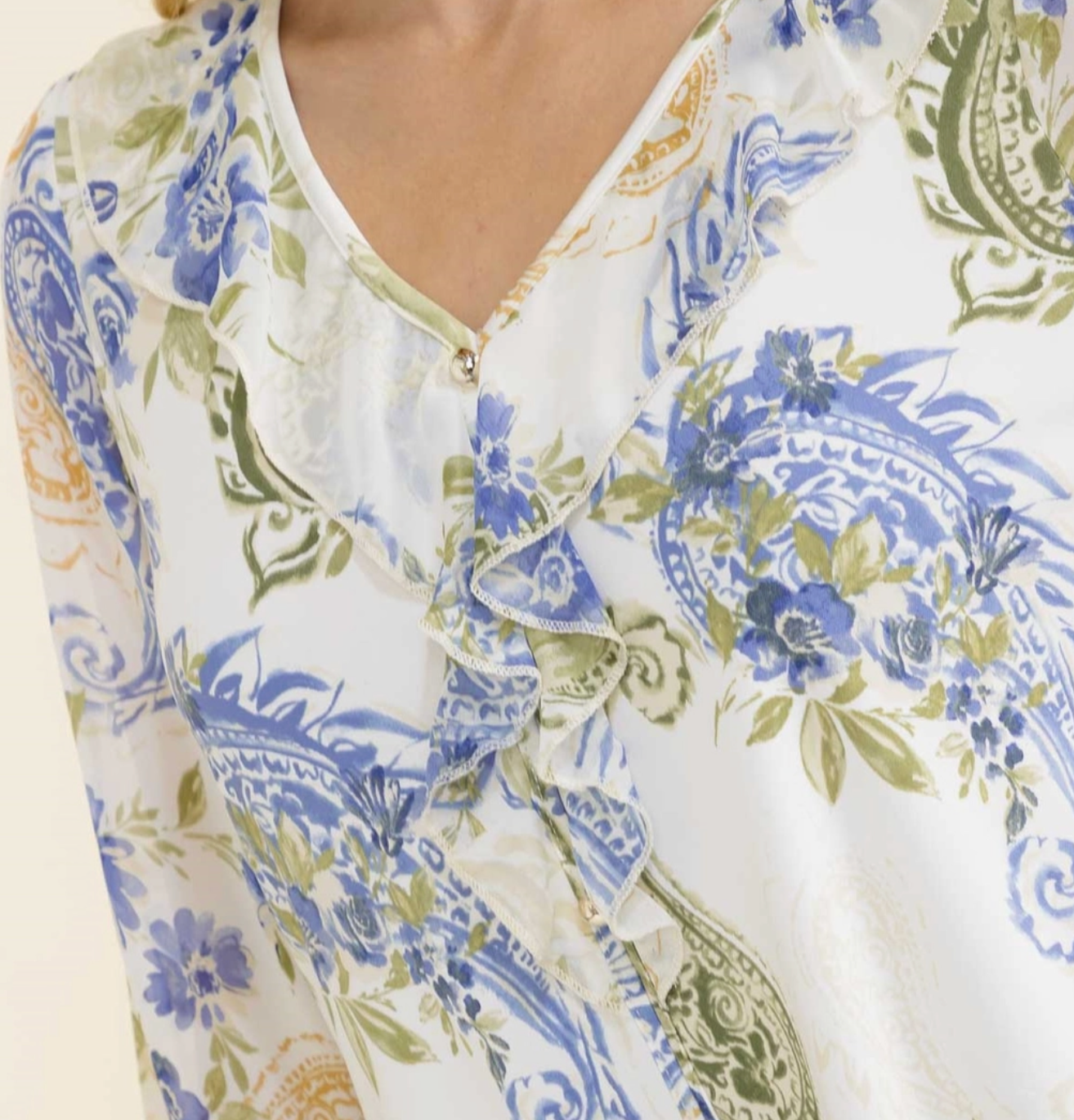 Paisley Cascade Blouse WHITE