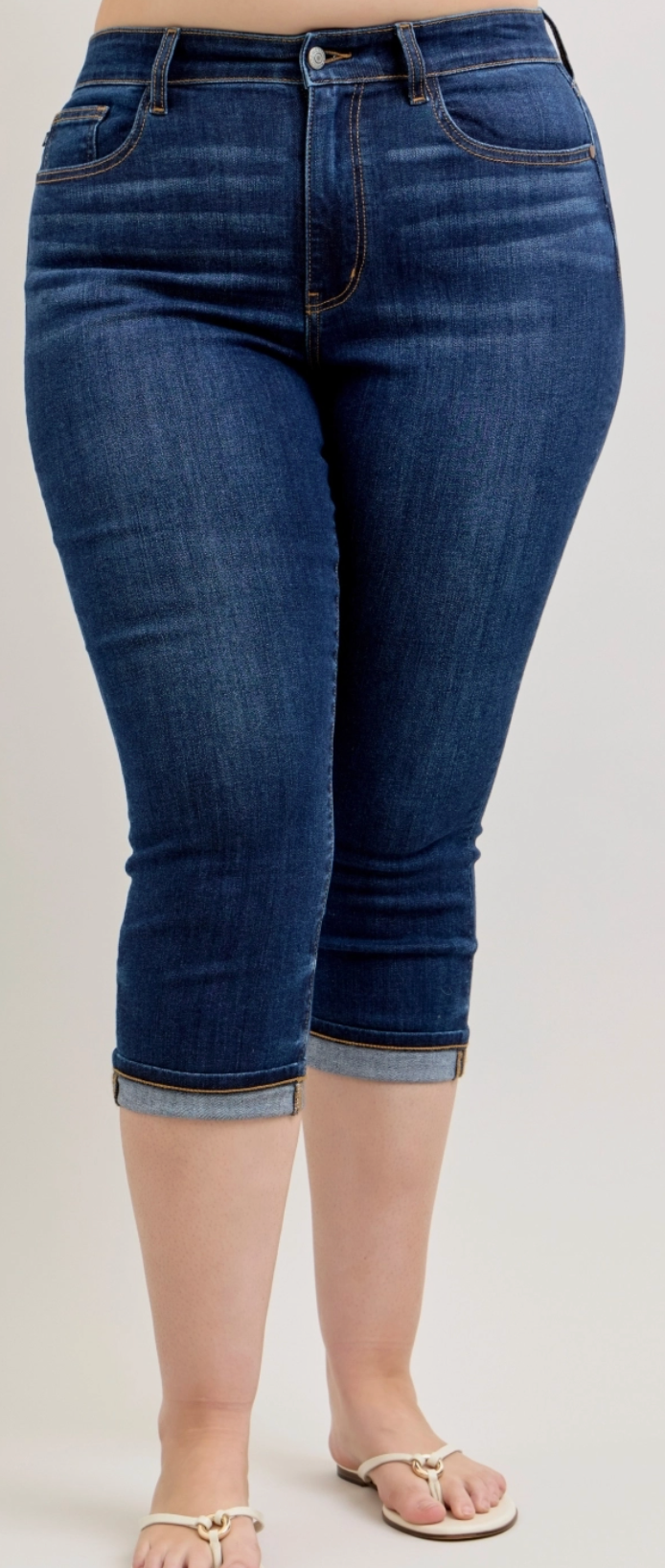 PS JUDY BLUE Classic Cuff HR CAPRI 22"