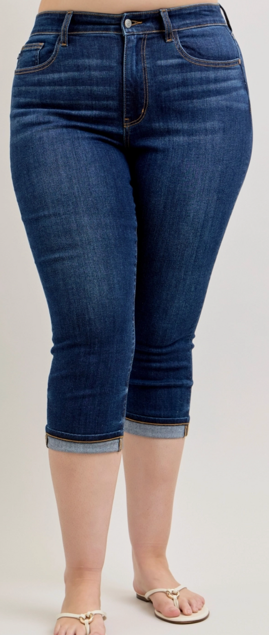 PS JUDY BLUE Classic Cuff HR CAPRI 22"