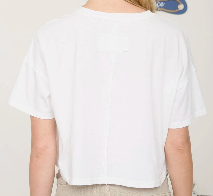 Keep It Simple Henley Crop WHITE