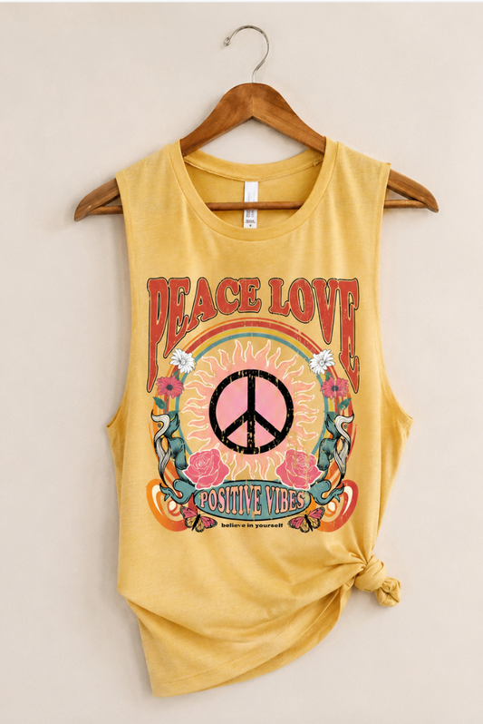 Positive Vibes Tank MUSTARD