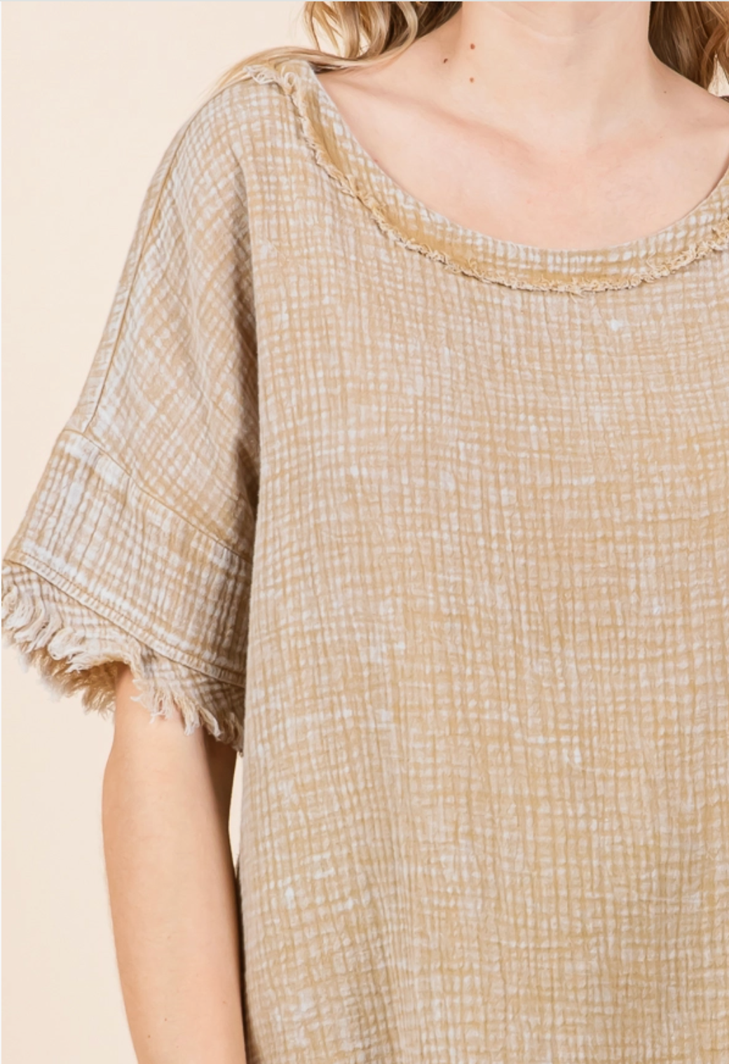 Easy Days Frayed Blouse KHAKI