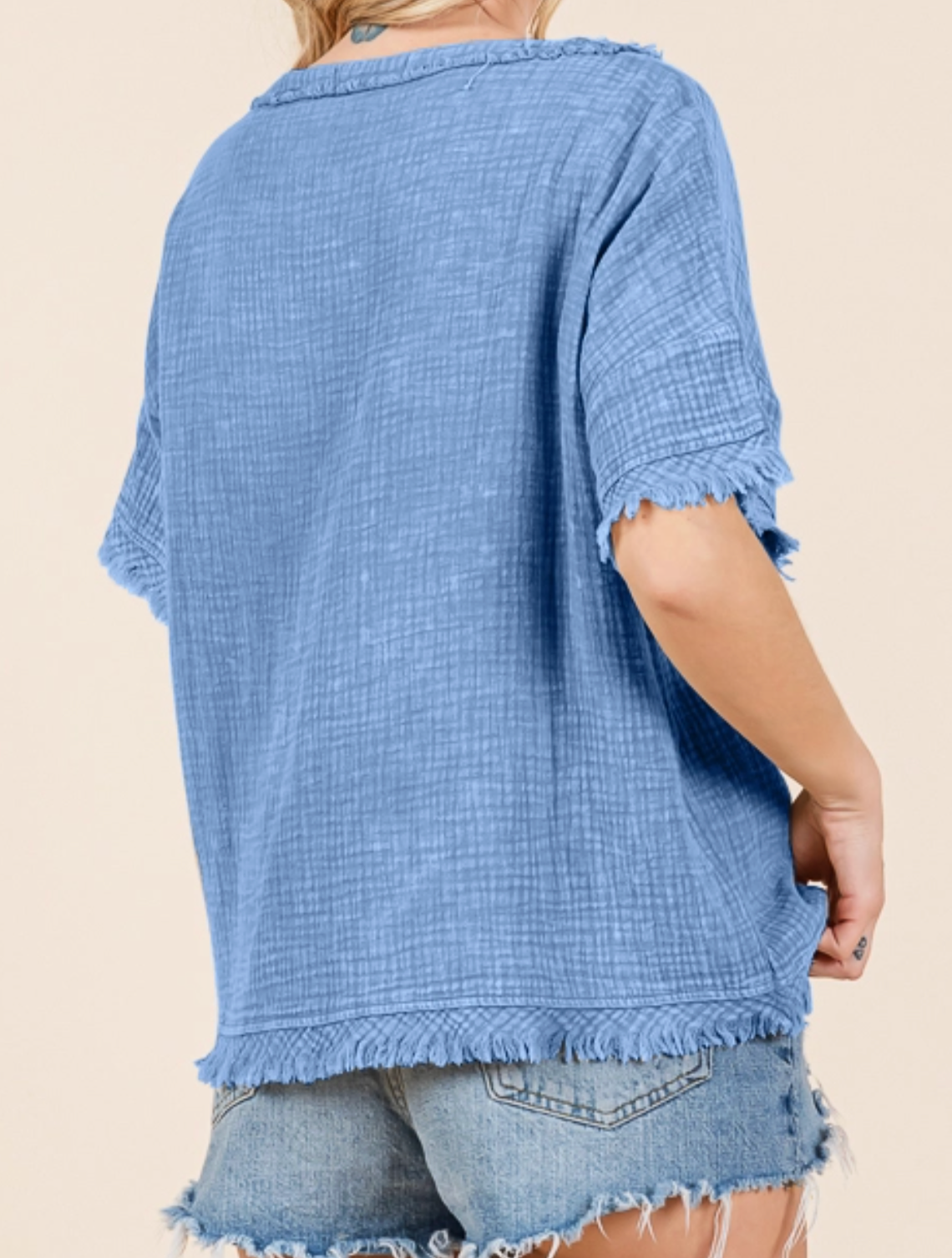 Easy Days Frayed Blouse VINTAGE BLUE