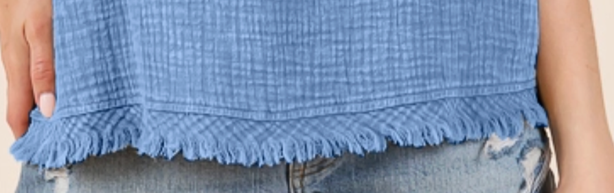 Easy Days Frayed Blouse VINTAGE BLUE