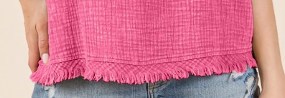 Easy Days Frayed Blouse PINK