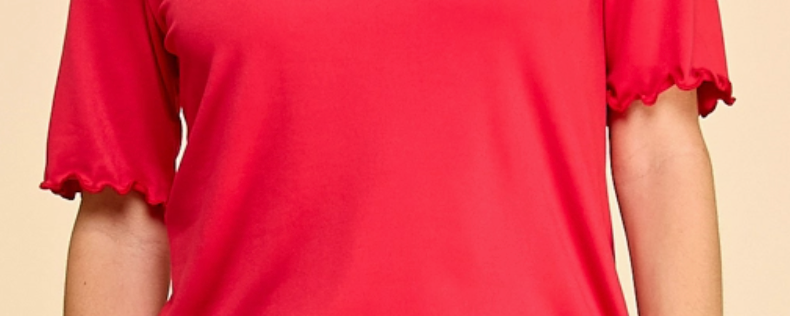 Timeless Charm Ruffle Top RED