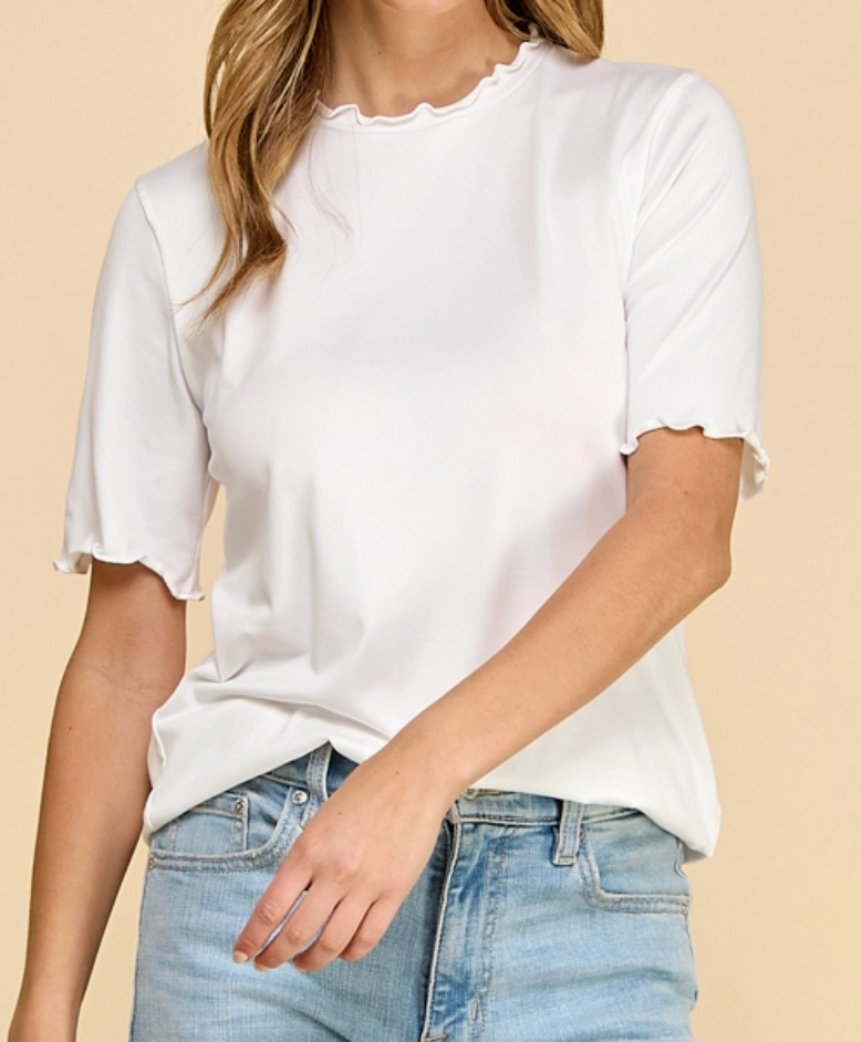 Timeless Charm Ruffle Top WHITE