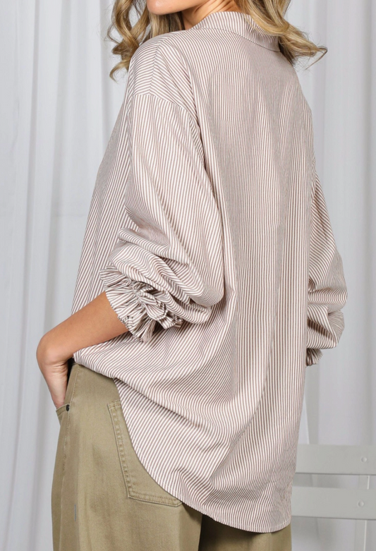 The Hampton Stripe Shirt BROWN