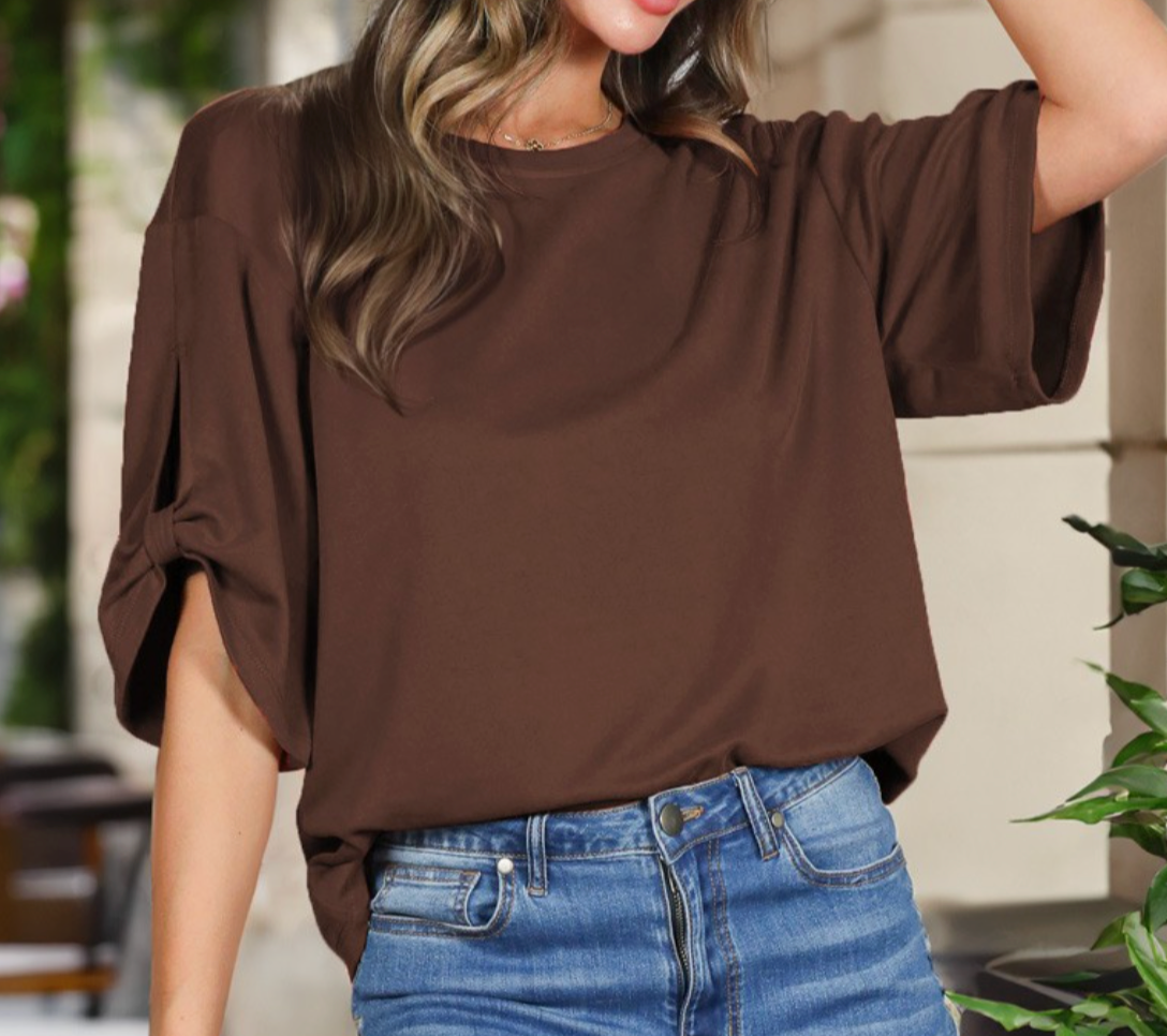Simply Chic Tie Blouse BROWN