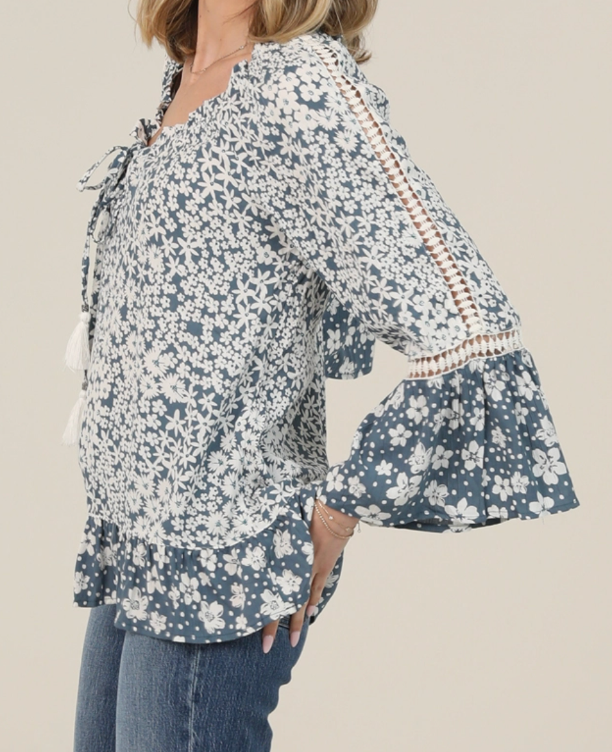 Wildflower Whimsy Blouse BLUE