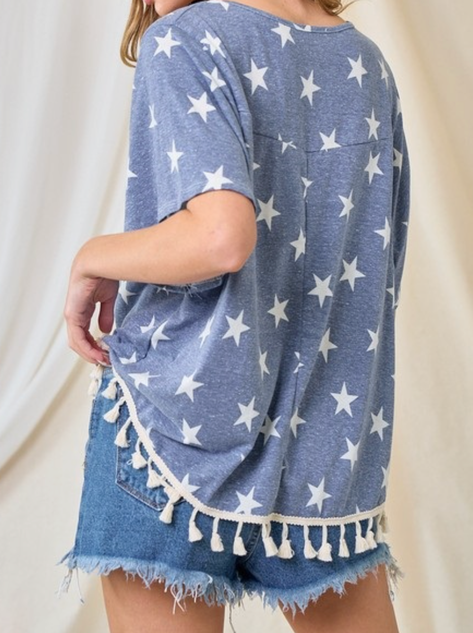 Freedom Fringe Tee BLUE