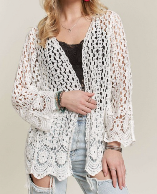 Whispering Willow Cardigan WHITE
