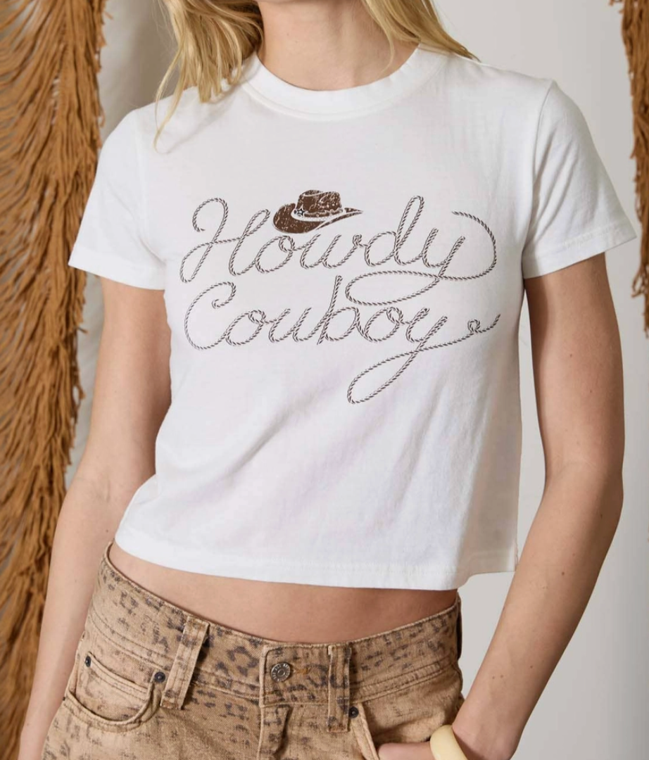 Howdy Cowboy Baby Tee WHITE