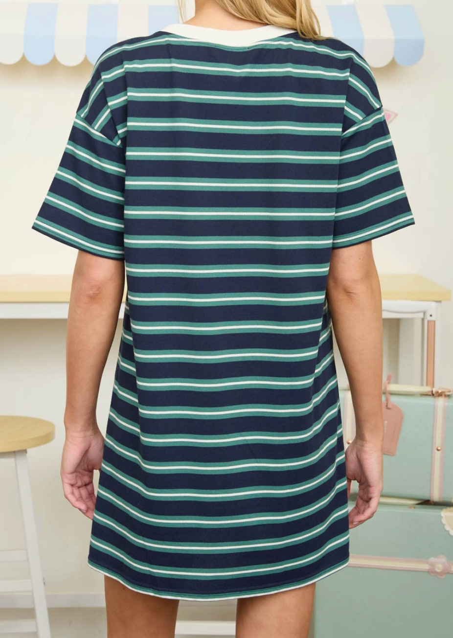 Harbor Stripe T-Shirt Dress NAVY