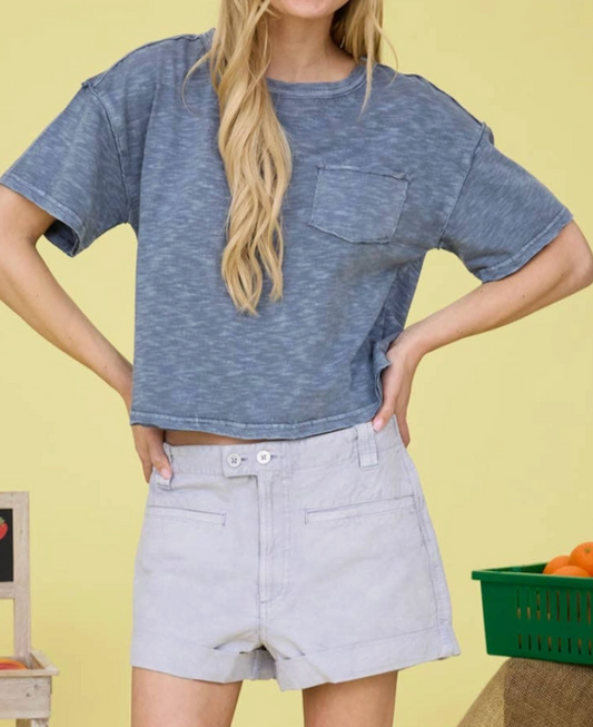 Vintage Lived~In Pocket Tee BLUE