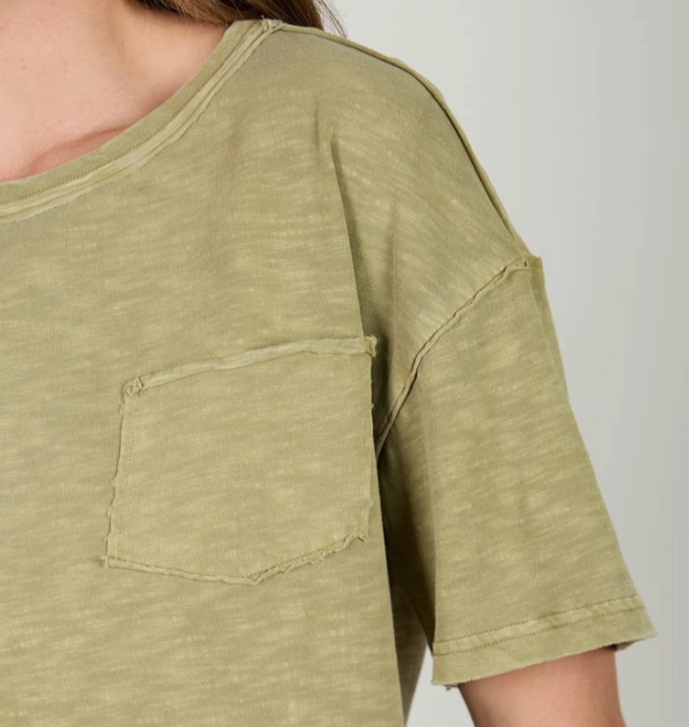 Vintage Lived~In Pocket Tee OLIVE