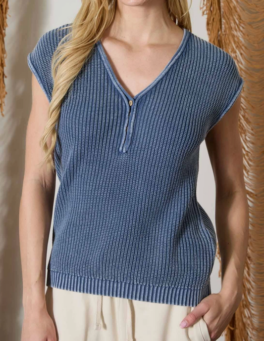 Bayside Knit Sweater Top INDIGO SEA
