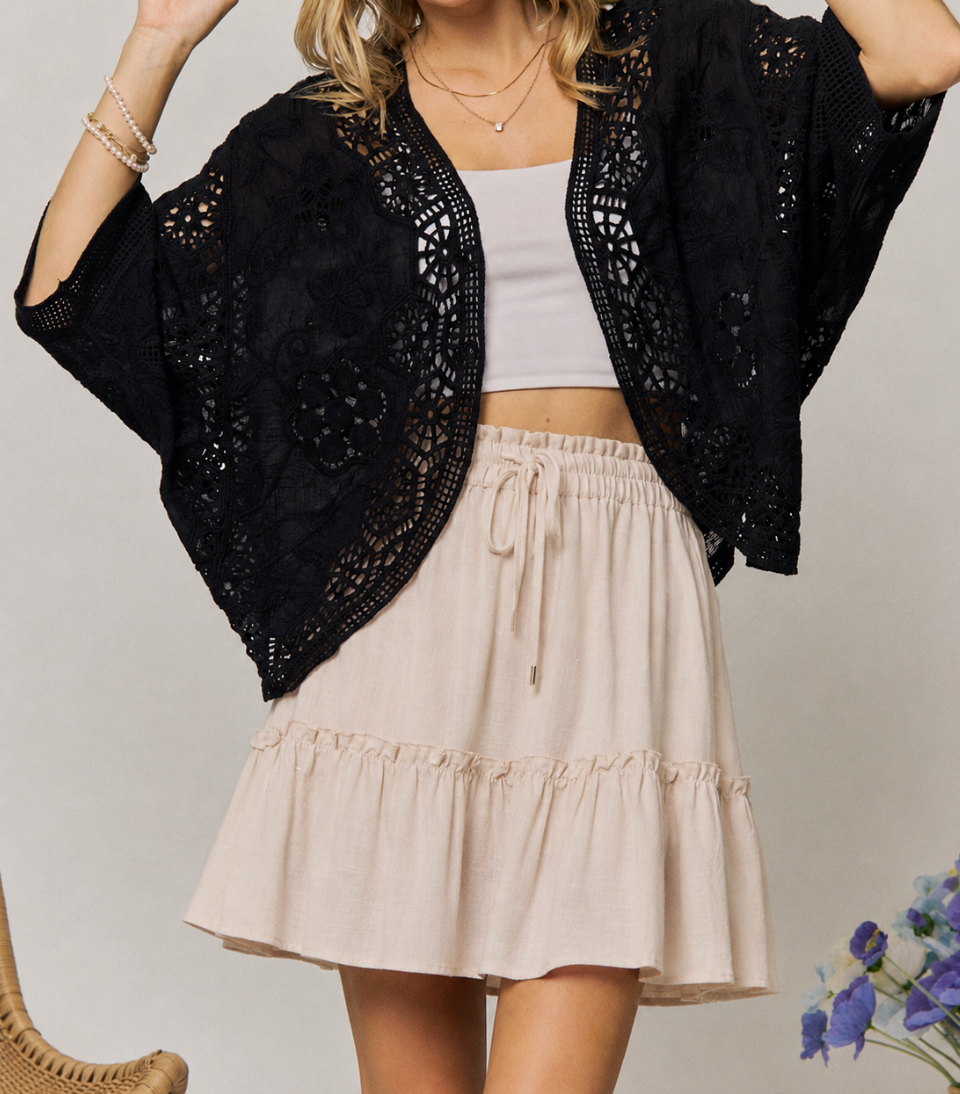 Heirloom Lace Kimono BLACK