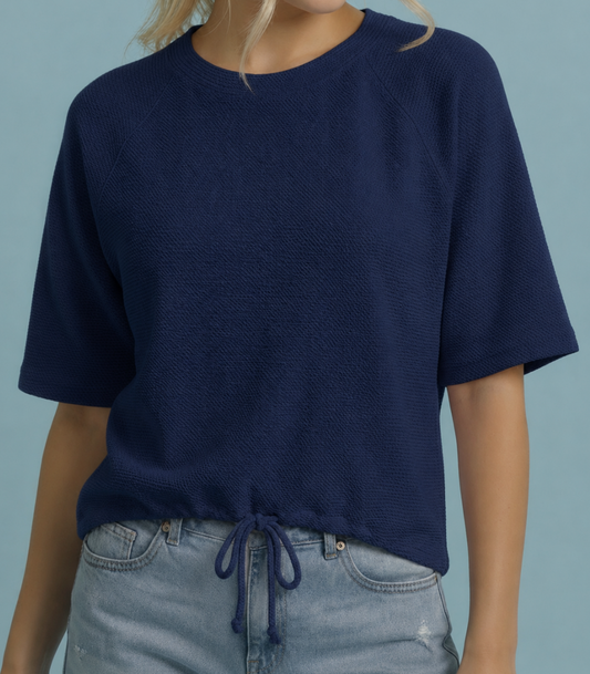 Soft Cloud Crop Drawstring NAVY