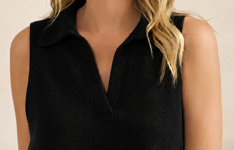 Cloud Nine Collared Tank BLACK
