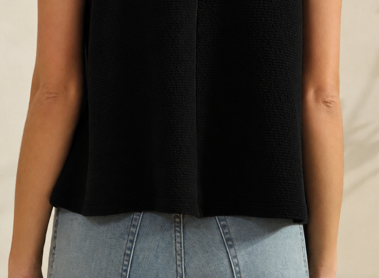 Cloud Nine Collared Tank BLACK